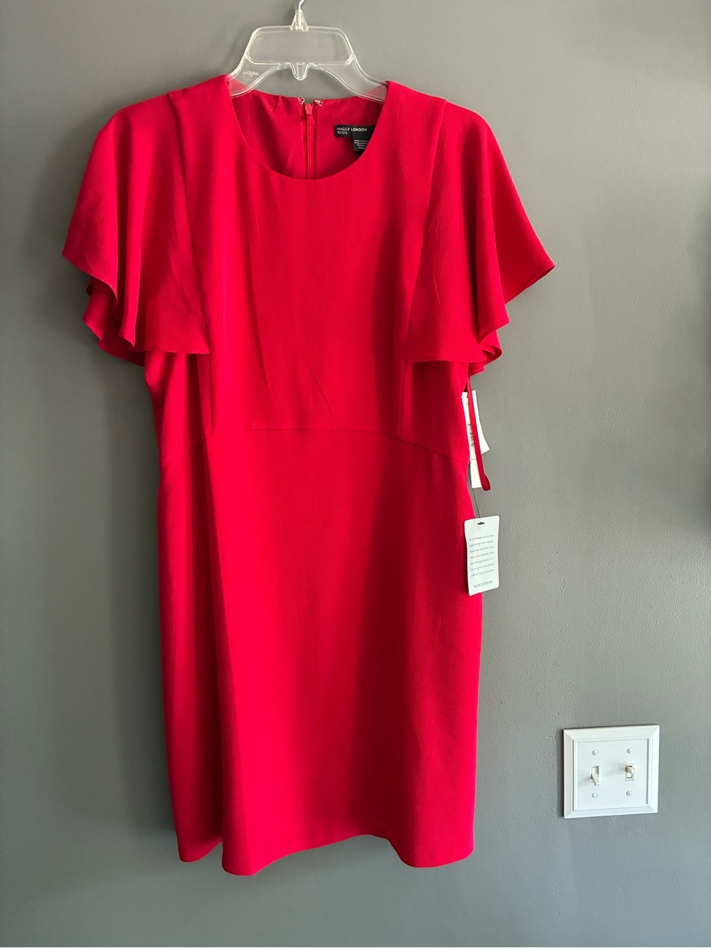 Maggy London Vibrant Red Flutter-Sleeve Mini Dress NWT